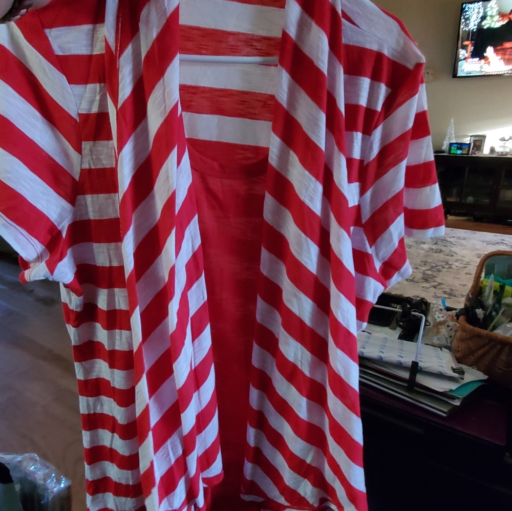 Red and white top